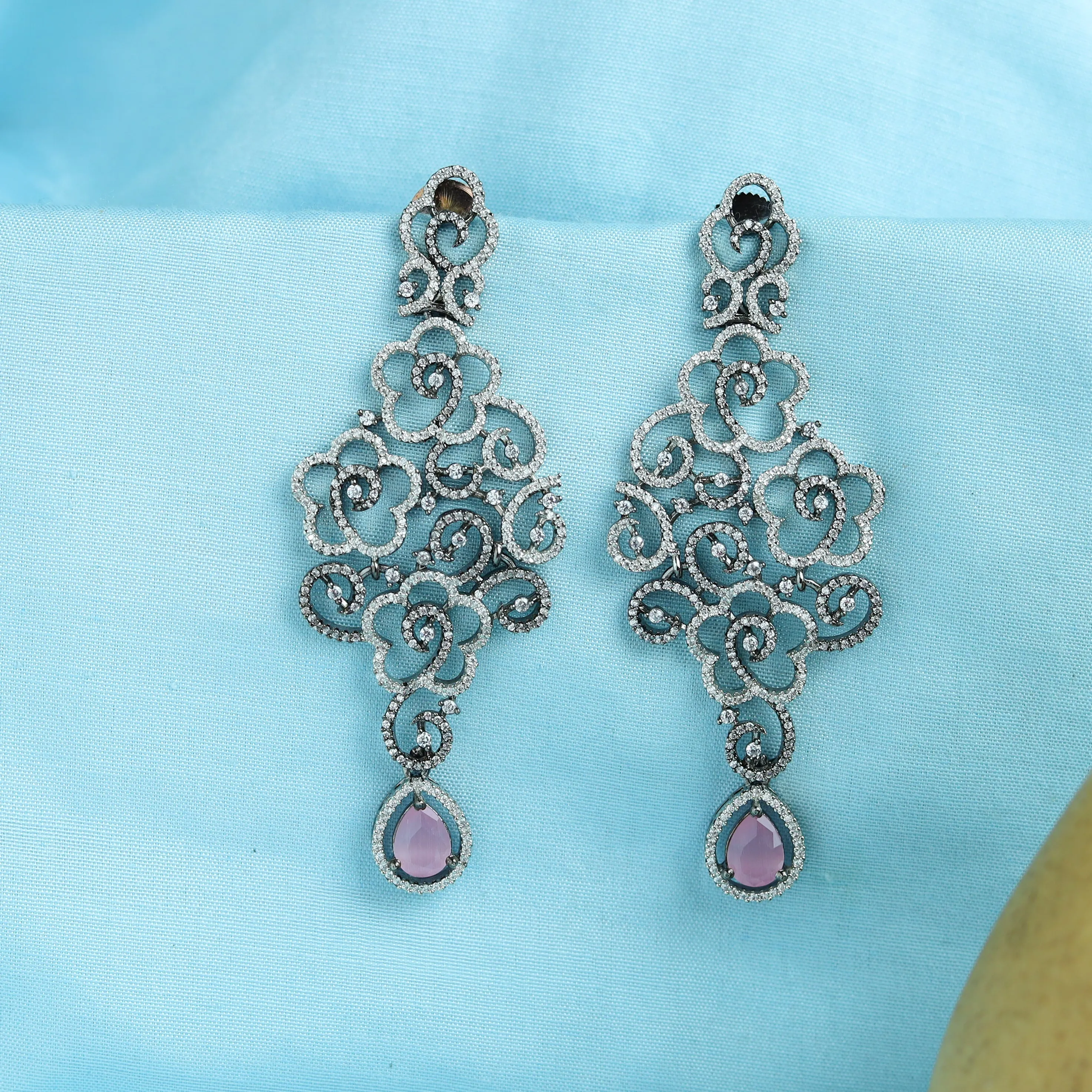 Pink Zircon/AD Earring 13229-0083