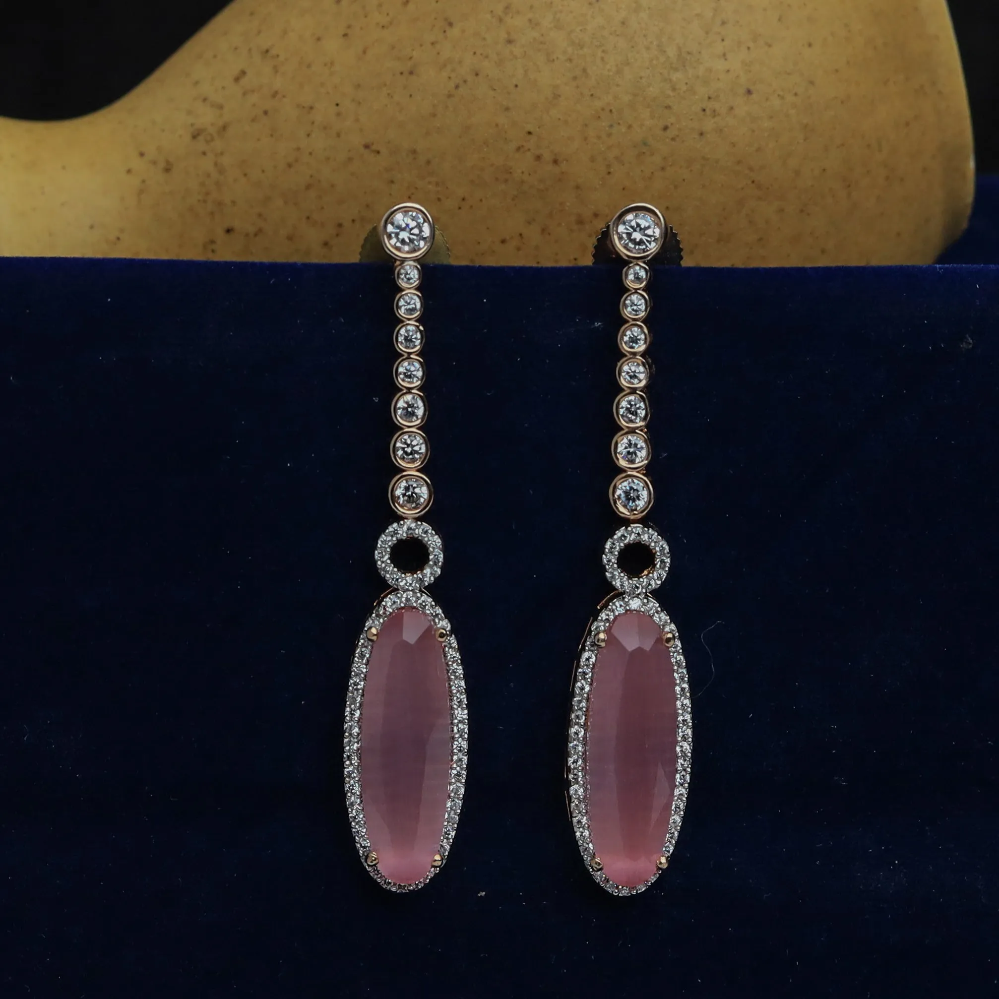 Pink  Zircon/AD Earring 9159-3641