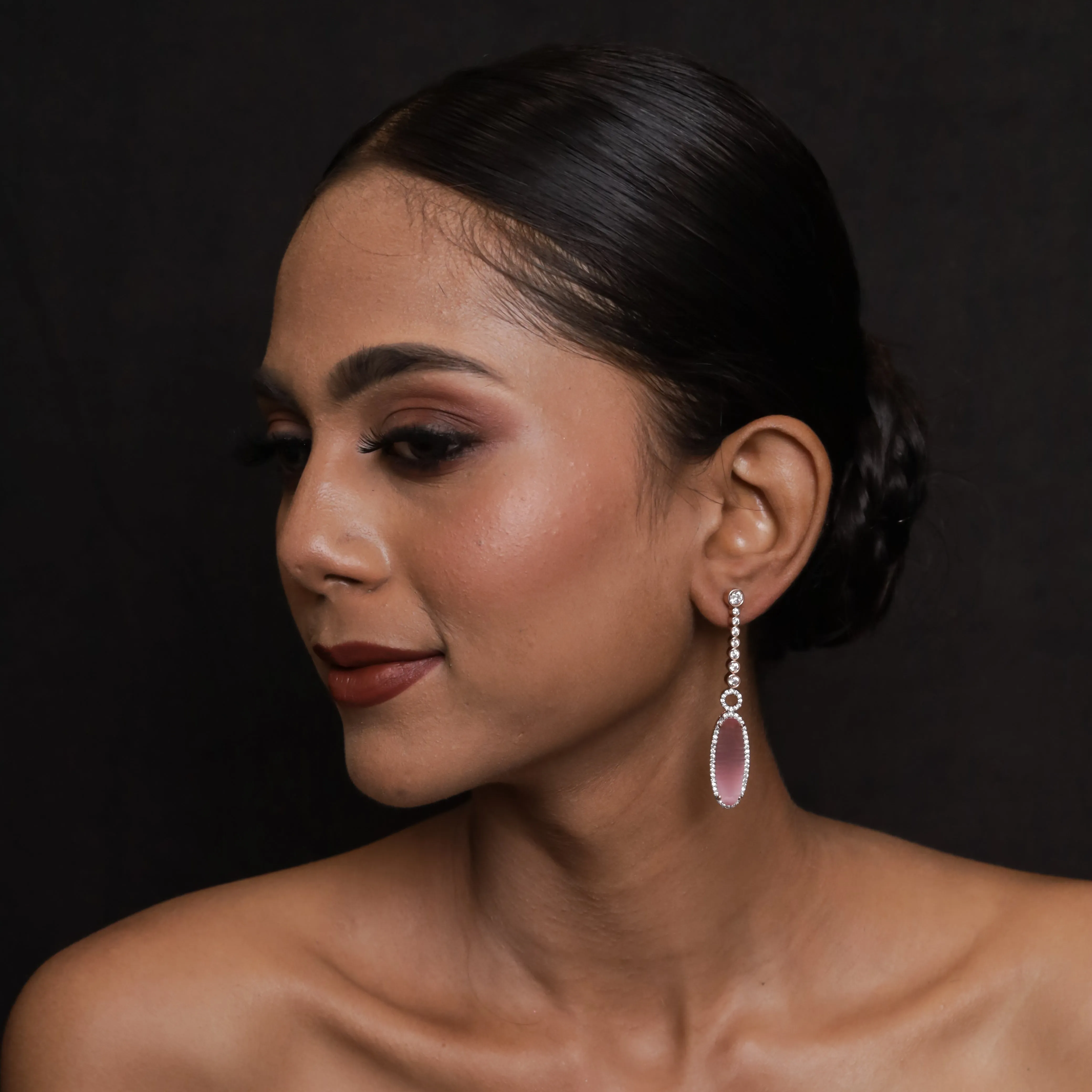 Pink  Zircon/AD Earring 9159-3641