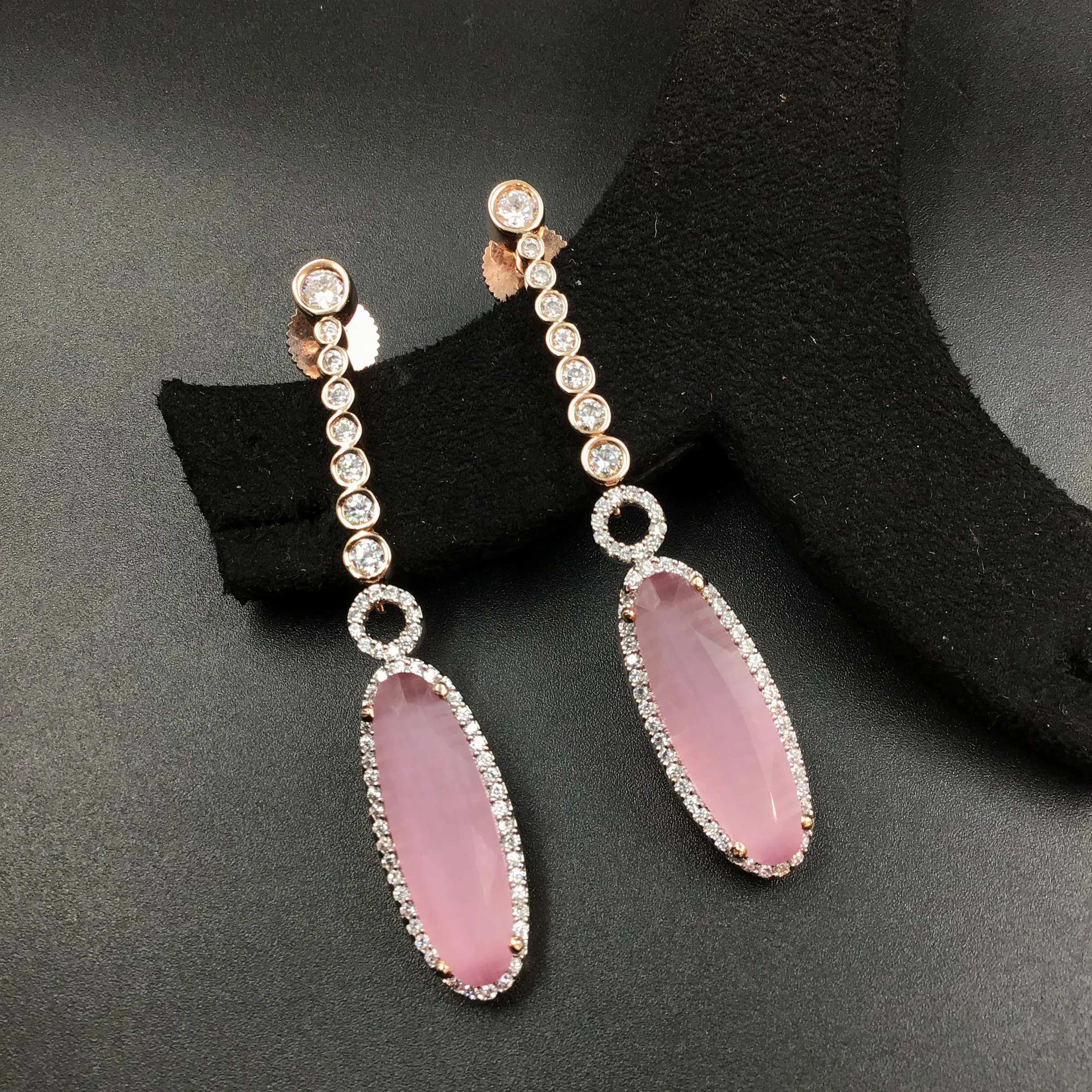 Pink  Zircon/AD Earring 9159-3641
