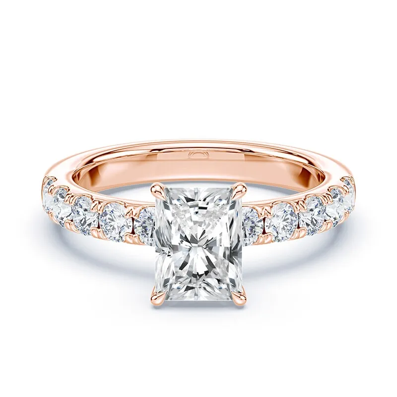 Radiant Cut Low Hidden Halo Wide Pave