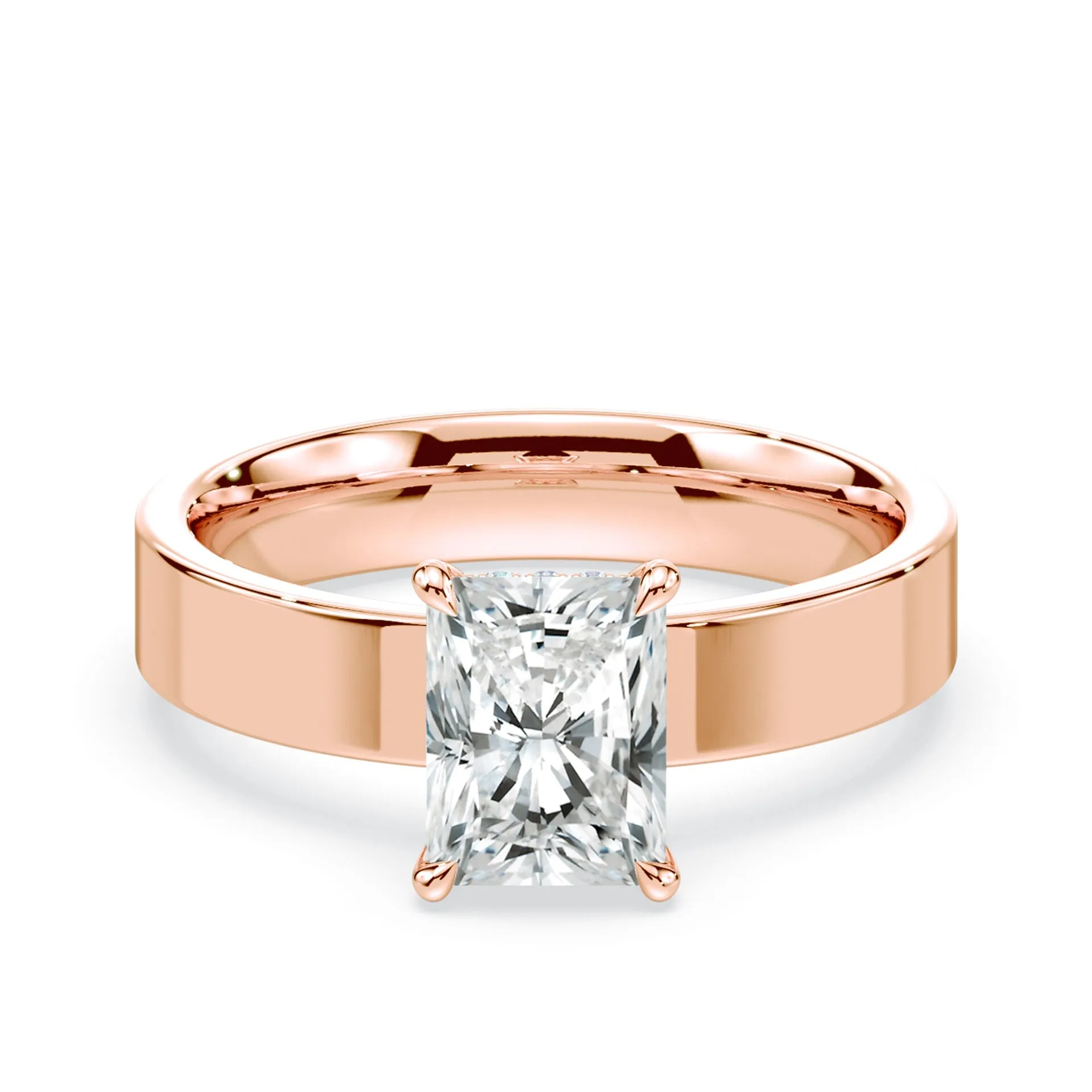 Radiant Cut Low Hidden Halo Wide Ring