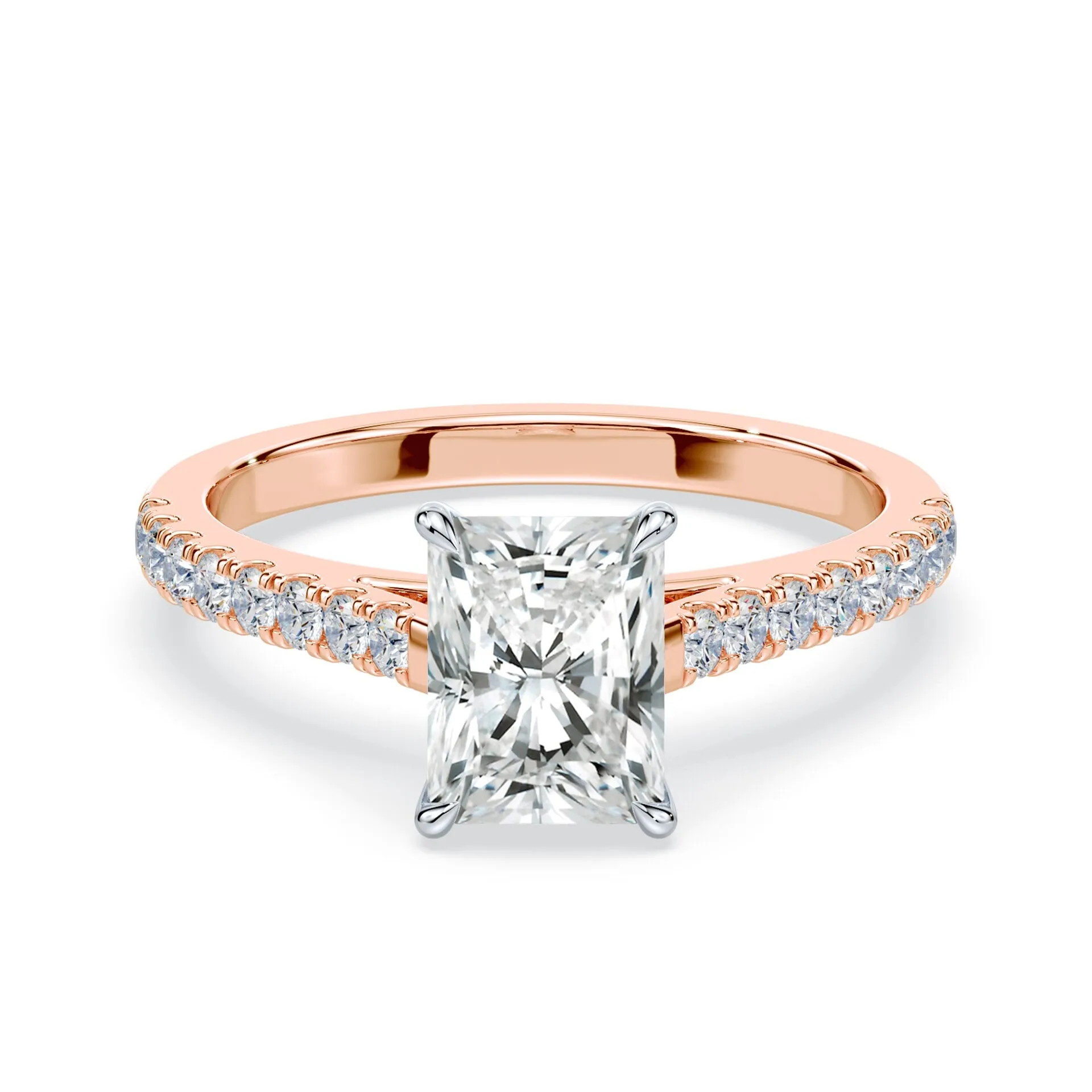 Radiant Cut Slim Pave Cathedral