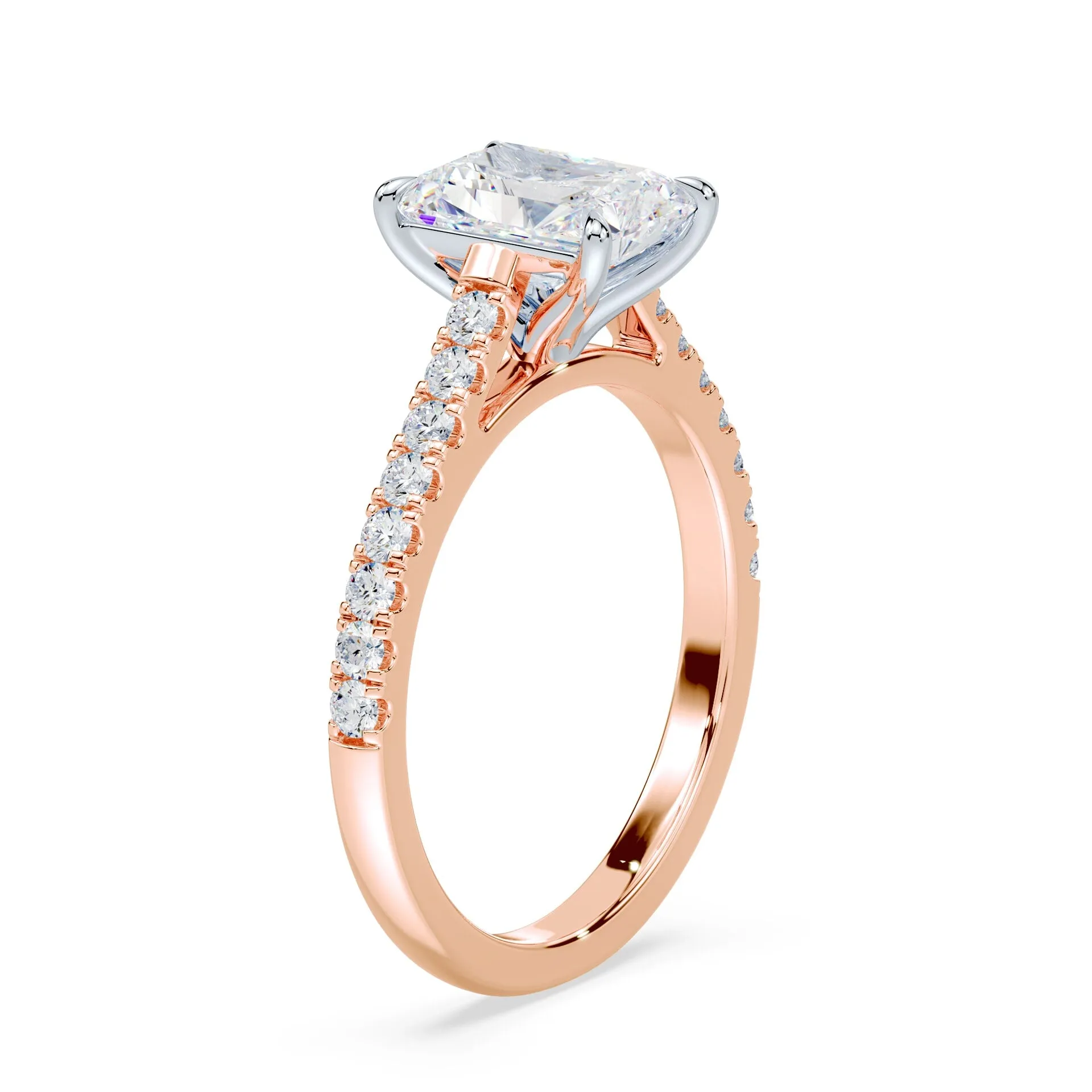 Radiant Cut Slim Pave Cathedral