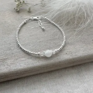 Rainbow Moonstone Bracelet,  ,Dainty June Birthstone Bracelet
