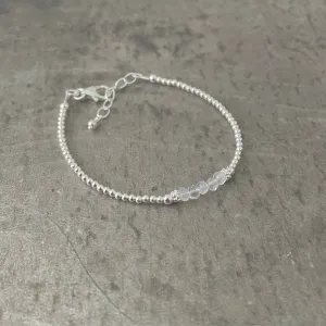 Rainbow Moonstone June Birthstone Bracelet for women in sterling silver flashy