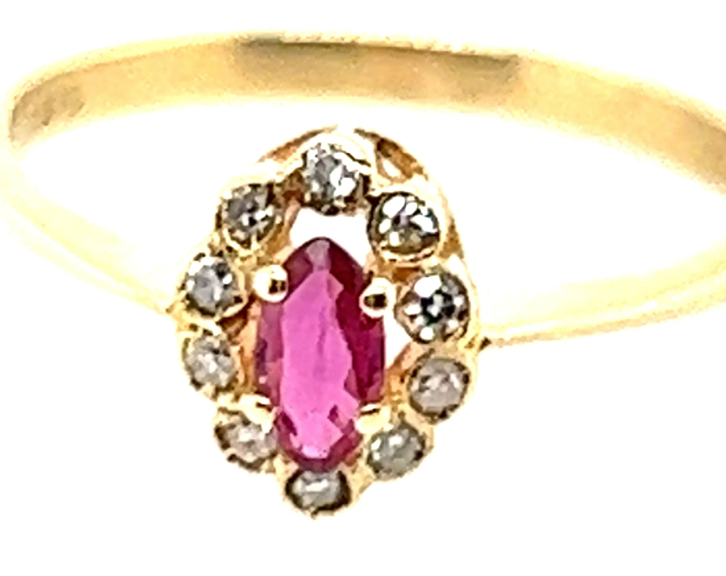 Ruby & Cubic Zirconia Yellow Gold Ring