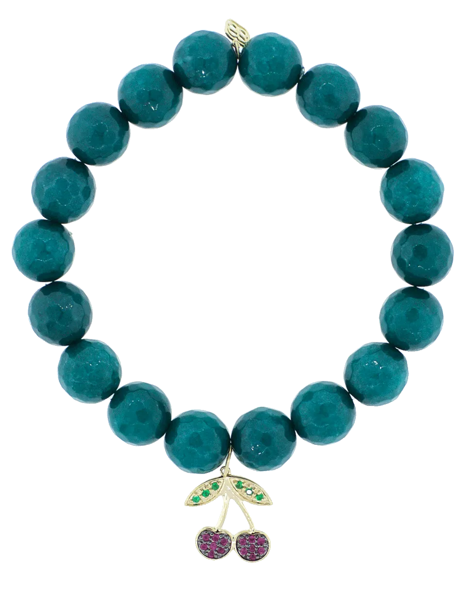 Ruby And Emerald Cherry Charm Bracelet