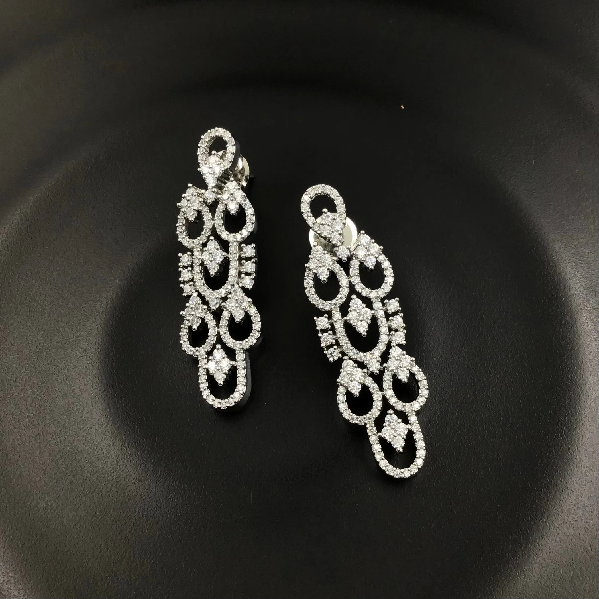Silver Plated Zircon/AD Round Necklace Set 9150-3625