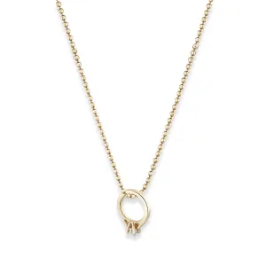 Teensy Stone Ring Charm Necklace