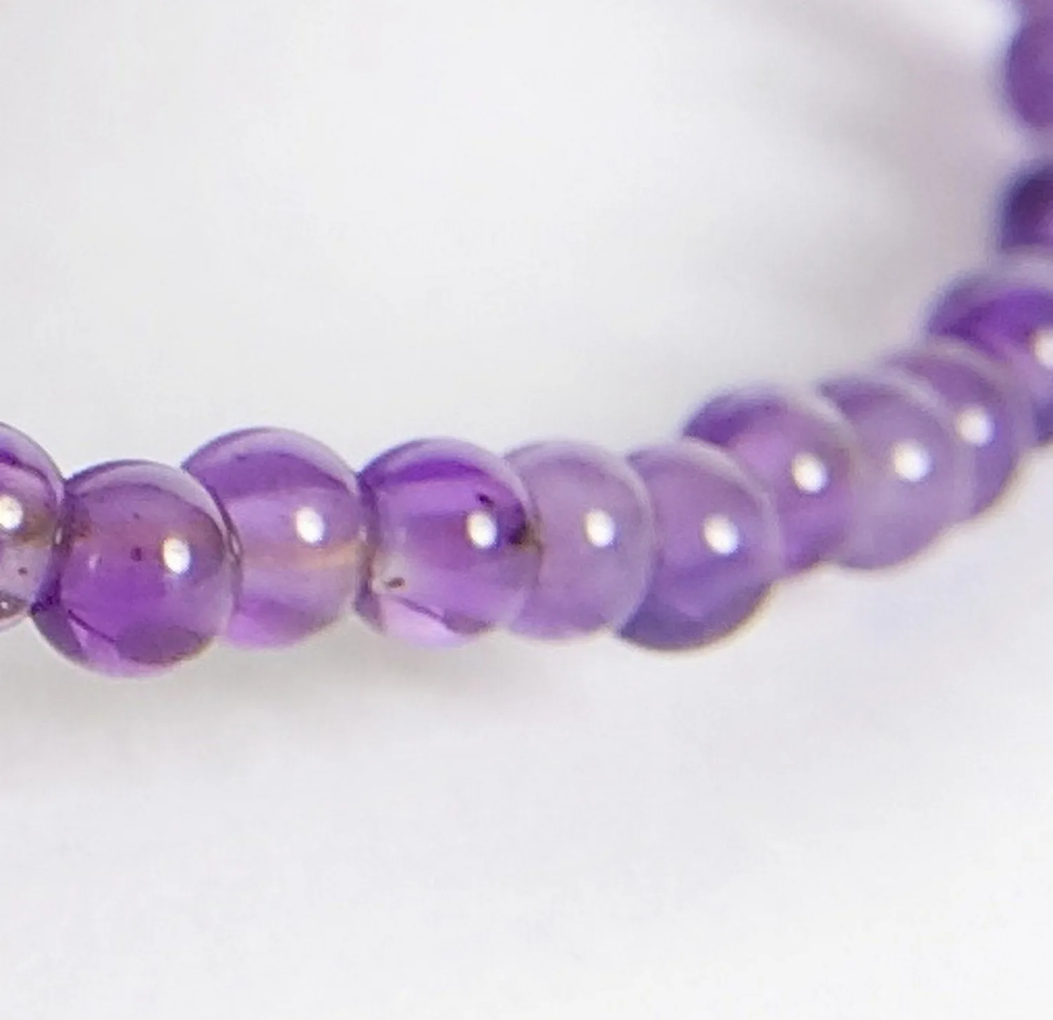 Thin Gold Bracelet, 14k Solid Gold Heart In Amethyst Beaded Bracelet
