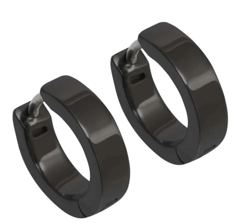 Titanium Flat Cuff Full Huggie Hoop Earrings