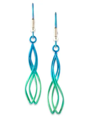 Titanium Green Double Infinity Drop Earrings