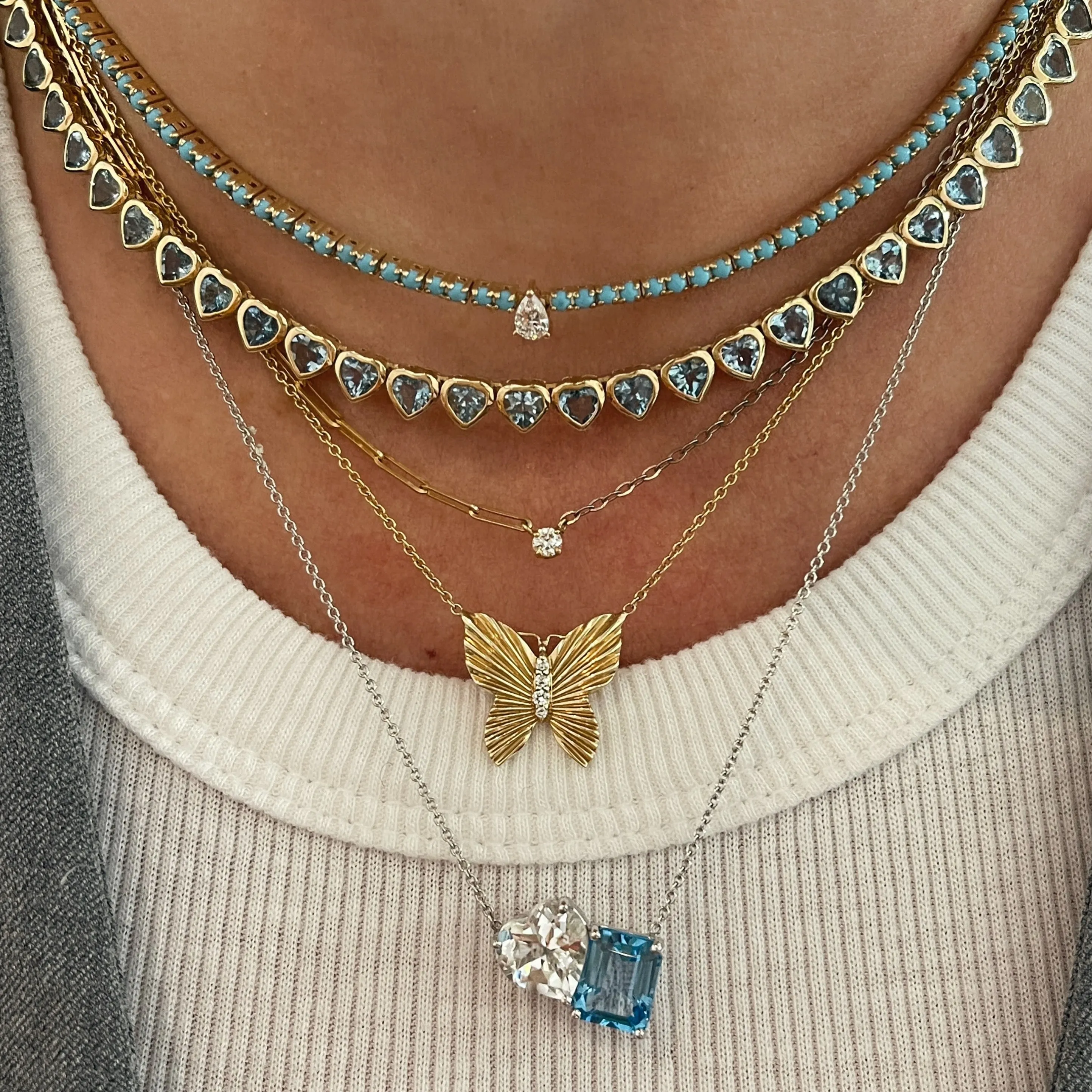 Tori Two Stone Gemstone Necklace