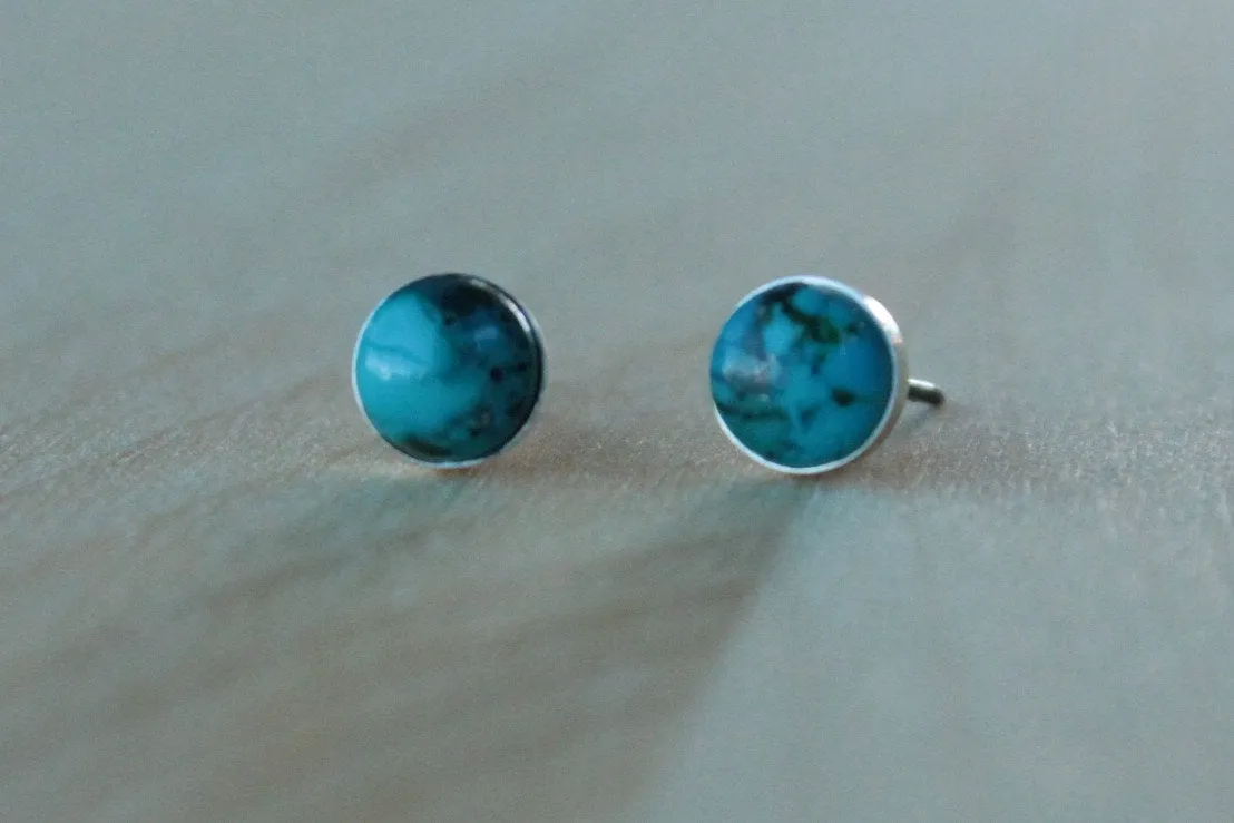 Turquoise Bezel Gemstone (Titanium or Niobium Studs for sensitive ears)