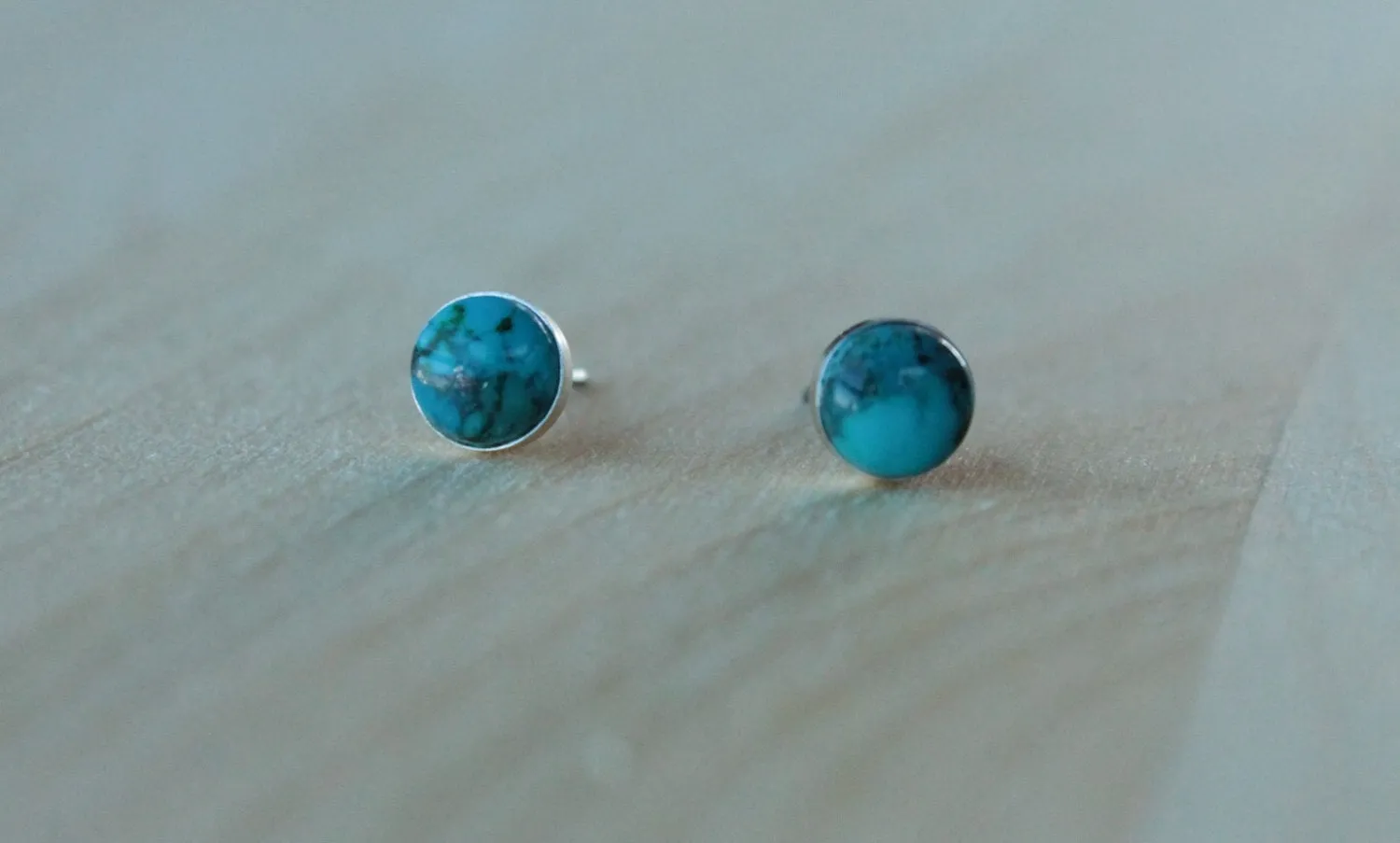 Turquoise Bezel Gemstone (Titanium or Niobium Studs for sensitive ears)
