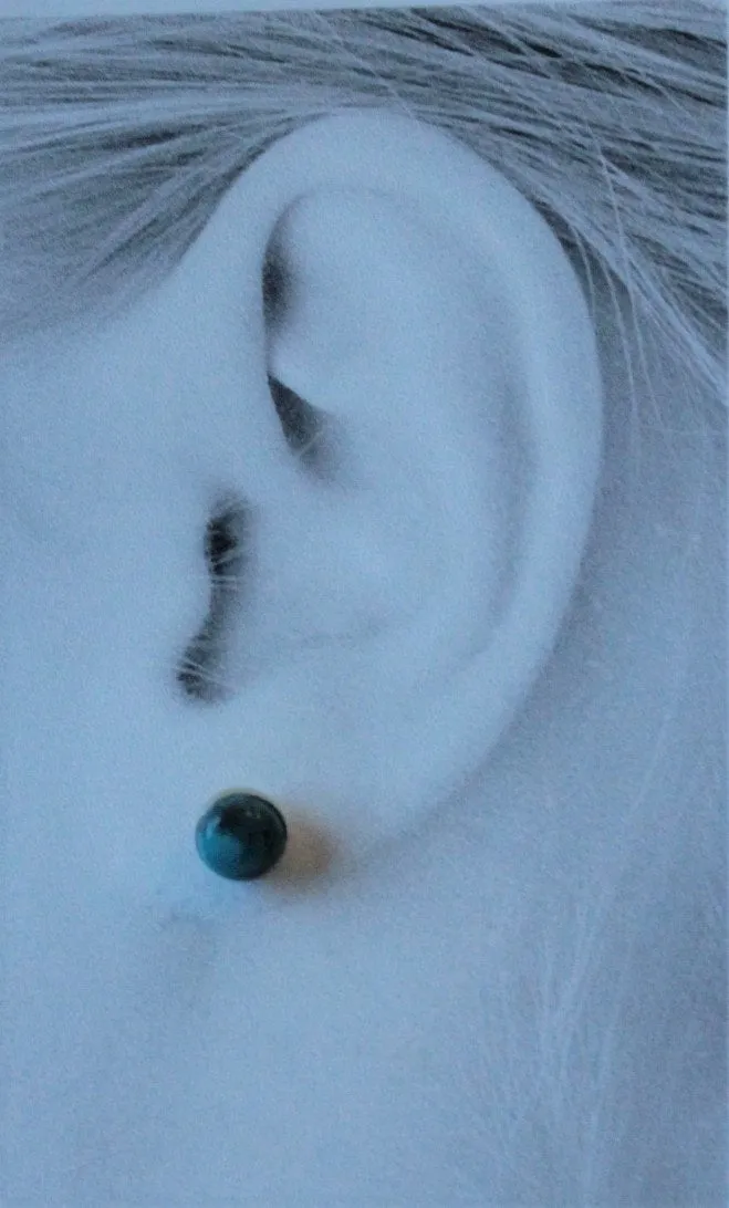 Turquoise Bezel Gemstone (Titanium or Niobium Studs for sensitive ears)